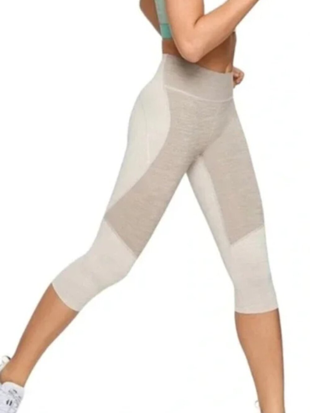 Outdoor Voices Techsweat Colorblock Crop Leggings Size Medium Neutral